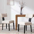 RIVOVA Linen Dining Chairs Set of 2 Modern Dining Chair with Black Wood Legs, Upholstered Dining Chairs for Dining Room, Kitchen, Vanity, Living Room, Beige