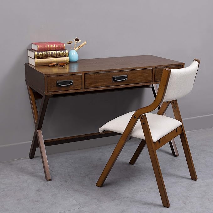 Ball & Cast Modern Folding Chairs Folding Dining Room Chairs Set of 2, 18" Seat Height, Taupe