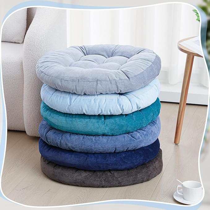 Jerify Floor Pillow Cushions 22 x 22 Inch Round Square Large Meditation Floor Pillow for Classroom Adult Meditation Picnic Party Cushion for Seating Gift Christmas(Round,Dark Colors,6 Pcs)