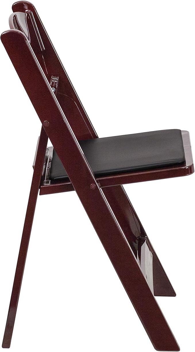 EMMA + OLIVER Folding Chair - Red Mahogany Resin – 4 Pack 800LB Weight Capacity Comfortable Event Chair - Light Weight Folding Chair