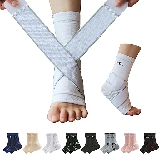 ABIRAM Ankle Brace for Women & Men, Compression Sleeve with Wrap, Foot Support Sleeve, Ankle Support for Sprained Ankle, Plantar Fasciitis Relief Socks, Achilles Tendonitis, Sports, M