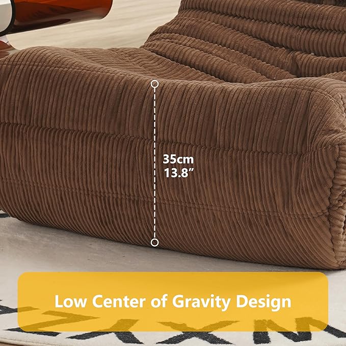 N&V Fireside Chair, Mid Century Armless Floor Sofa, Soft Premium Corduroy Floor Lounge, Foam Sofa Accent Chair for Living Room Bedroom and Office, Tuscany
