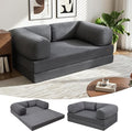COMAX Futon Sofa Bed, 4-in-1 Floor Foldable Sofa Couch Queen with L-Shaped Armrests, Convertible Folding Chair Bed Sleeper Mattress Fold Out Comfy Lounge for Living Room Bedroom, Grey