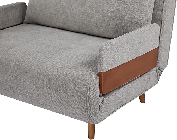 CITTANEO 42" Convertible Sleeper Chair, 3-in-1 Chair Bed Sleeper for Adults with Adjustable Backrest, Pillow & Wooden Arms, Loveseat Sofa Bed for Apartment, Office, Medium Gray