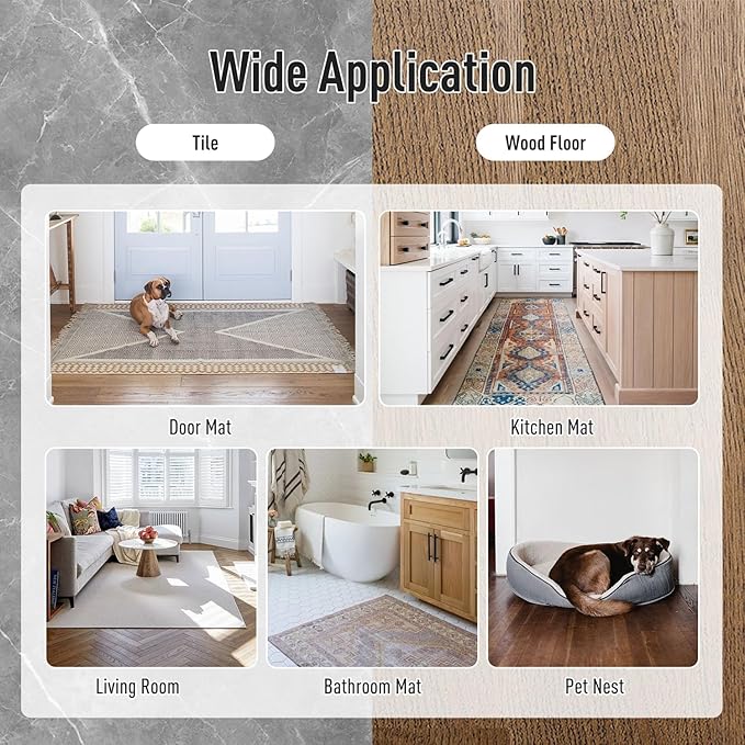 Rug Gripper Non Slip - Self Adhesive Rug Pads Grippers for Hardwood Floors and Tiles, Reusable Carpet Tape for Area Rugs, Cuttable Rug Stickers Keep Corners Flat (12x12cm)