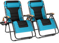 Sophia & William Oversized XL Zero Gravity Recliner Chair Set of 2 Padded Adjustable Folding Reclining Lounge Chair with Wide Armrest and Cup Holder, Support 400 LBS, Aqua