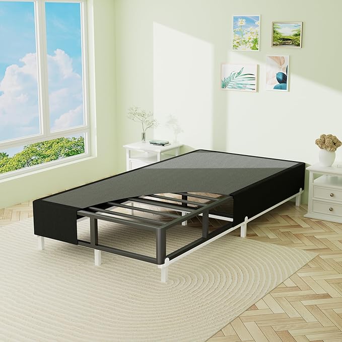 Superay Twin XL Box Spring, 5 inch Box Spring for Twin XL Bed, Heavy Duty Metal Bed Frame with Fabric Cover, 3000lbs Max Weight Capacity Bed Base Mattress Foundation, Easy Assembly, Noise Free, Black