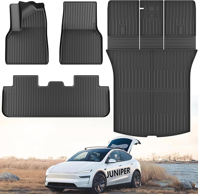Floor Mats Trunk Mat Fit for Tesla Model Y Juniper 2025 2026 (5-Seat), TPE All Weather Floor Liners Trunk Liner Cargo Mat for Model Y Accessories 4PCS