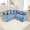 KEIKI 79" L-Shaped Oversized Corduroy Modular Cloud Sectional Sofa with High-Density Foam Cushion, Extra-Thick Armrest, Convertible 3-Seater Fluffy Corner Couch with 10 Pillow, for Living Room, Blue