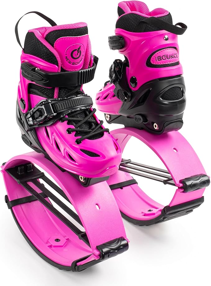 New Bounce Jumping Shoes for Kids - Premium Moon Boots - Durable Kangaroo Jumpers - Strong, Safe and Adjustable Fit, Perfect for Exercise and Fun - New & Improved Edition (Small,Pink)