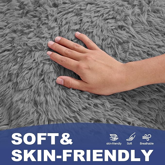 Hobestluk Bean Bag Chairs for Adults Giant Bean Bag Chair with Memory Foam Filling, Adult Beanbag for Bedroom, Living Room (Grey Plush)