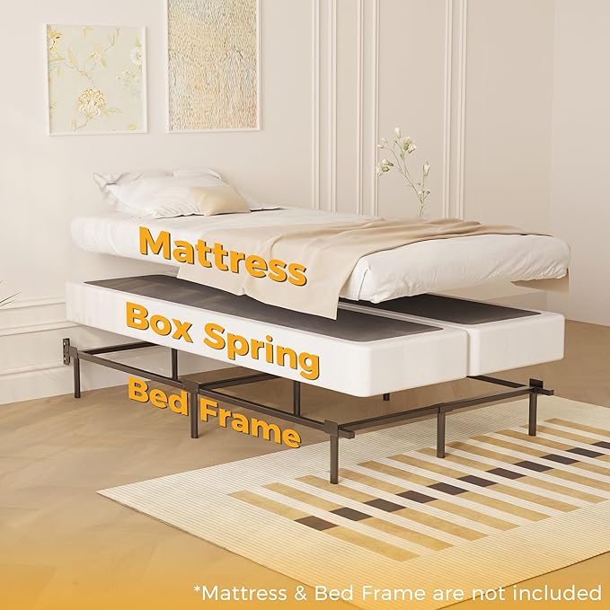 Maenizi Split Twin Box Spring 5 Inch, Easy Assembly Bed Foundation, Heavy Duty Low Profile Metal Twin Box Spring Only with Fabric Cover, Noise Free