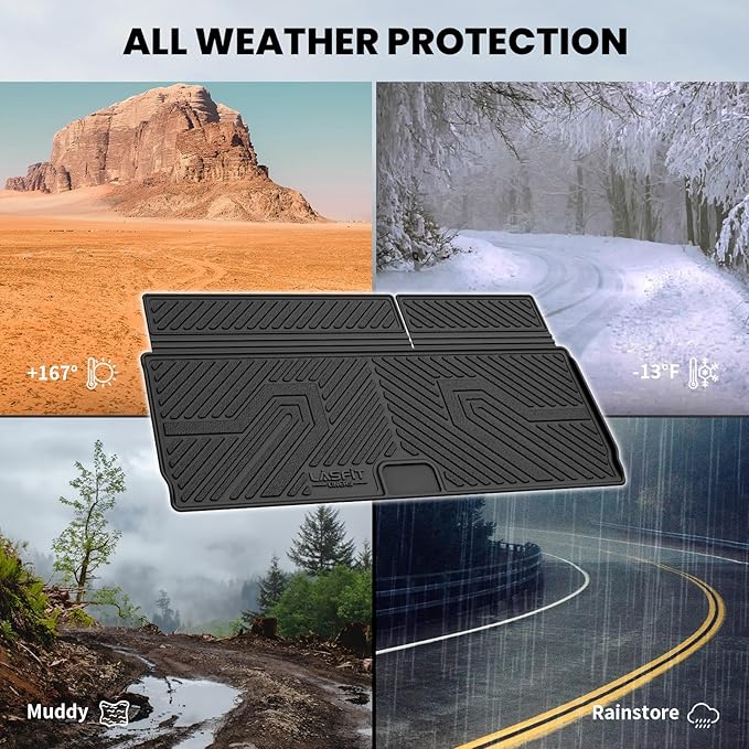 LASFIT Floor Mats&Cargo Backrest Mat for 7 Seats Ford Expedition Standard&Lincoln Navigator Standard 2025 2026 (Not Fit 8 Seats),Costom Fit All Weather Protection TPE Easy Clean Floor Liners,1pcs.