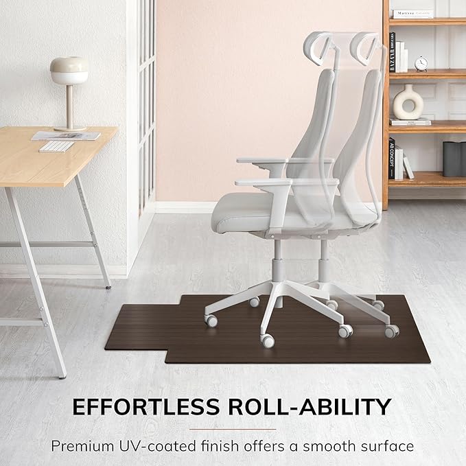 Anji Mountain Office Chairmat Thickest & Sturdy Bamboo Chairmats Highly Premium Quality Anti-Slip Heavy Duty for Multi-Purpose Hardwood Floor Office & Home Floor Protector Office Chair mat-5mm Thick