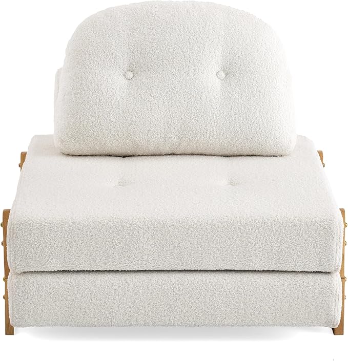 Christopher Knight Home Zila Folding Sofa Bed, 2-in-1 Convertible Sleeper Chair with Wooden Frame, Headrest & Lumbar Pillow, Portable Fold Out Floor Chair, Comfy Floor Sofa Lounge, Beige