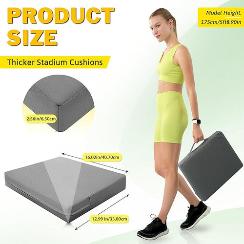 2 Pcs Stadium Seat Cushions Water-Repellent Bleacher Seat Cushions Indoor & Outdoor Seat Cushion for Bleachers Portable Stadium Cushion for Sports Events, Office Chairs, Beaches