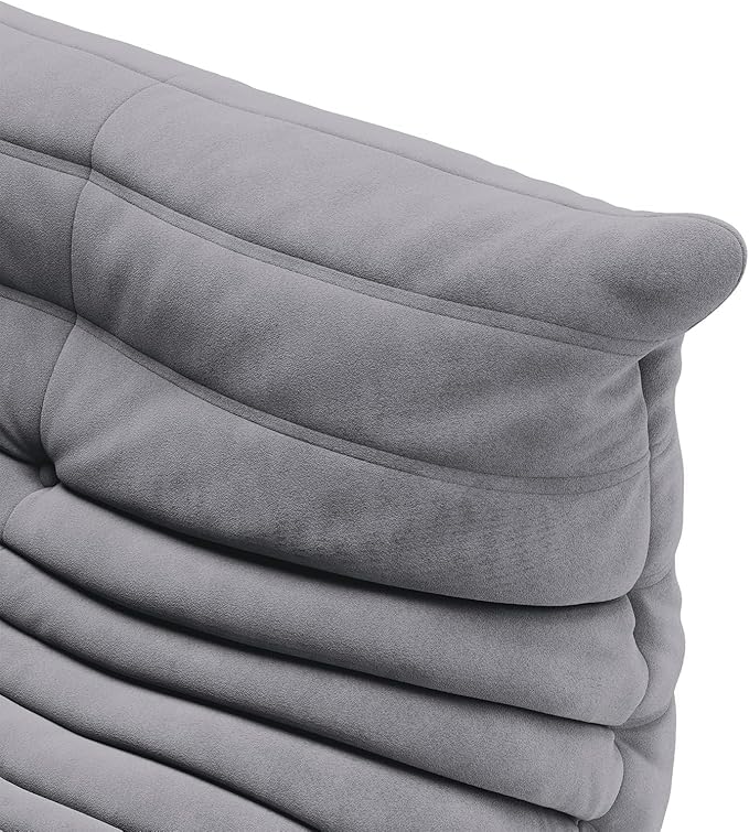 High-end Bean Bag Chair, Fireside Togo Chair with Grey Suede Fabric Cover, Comfy & Soft Lazy Floor Lounge Sofa for Bedroom, Living Room, Office or Lounger