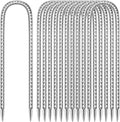 10 Pack Ground Garden Rebar Stakes Rebar 12 Inch Anti-Rust Galvanized Steel U Shape Hook Heavy Duty Ground Anchors for Tents, Position Kits,Fences, and Trampolines Landscape Fabric