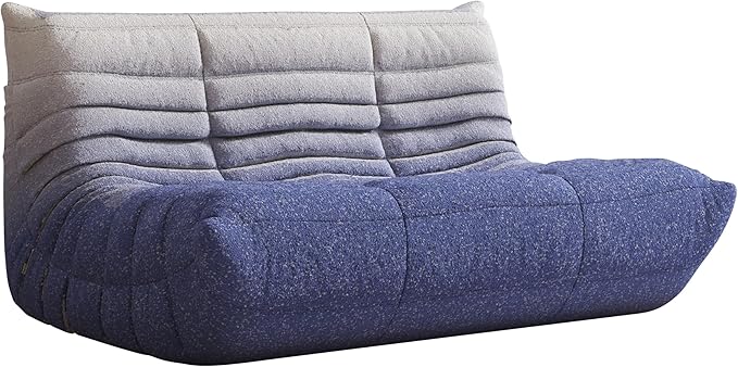 Bean Bag Chair, Fireside Chair, Large Bean Bag Chair for Adults, Bean Bag Chairs for Teens with High-Resilience Foam, Non-Slip Base Floor Lounge Sofa,Living Room (Gradient White-Blue, Loveseat)