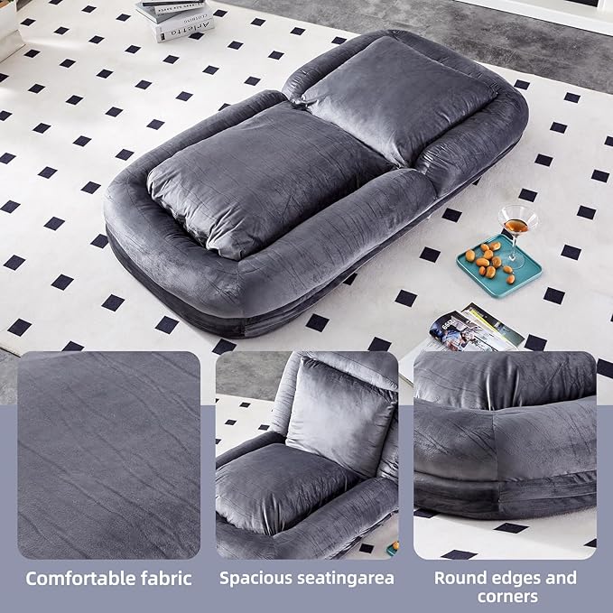 Stylish Grey Floor Lounge Chair - Versatile Folding Sofa with 5 Adjustable Positions for Comfort & Relaxation!