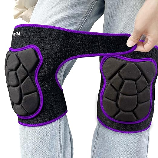 Knee Pads for Men Women Floor Work, Thick Memory Foam Knee Pad for Carpet Installer, Planting Flower, Mopping Floors, Anti-Slip Kneepads for Gardening Cleaning Nursing DIY Project for Kneeling, Purple M (1 Pair)