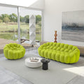 JACH 3 Seater Bubble Sofa and Single Seat Curved Couch, Comfy Upholstered Sofa, Mesh Fabric 3D Honeycomb Shape Modern Couch for Living Room, Office, Apartment, Small Space (Fluorescent Green)