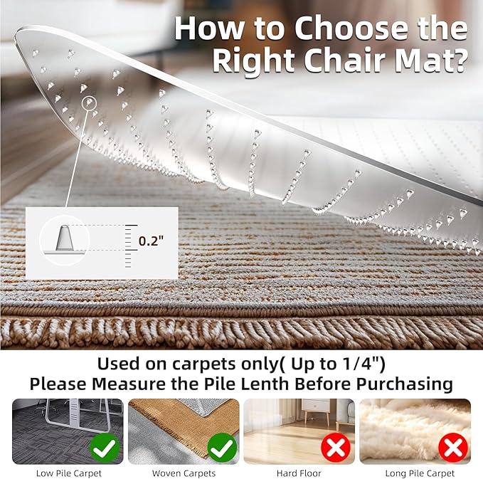 Chair Mat for Carpet Floors: 48"x60" Computer Desk Floor Mat - PVC Plastic Rug Carpet Protector Mats for Gaming Chair Under Desk Pad for Rolling Chair