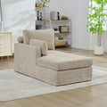 KEIKI 60" Chaise Lounge Chair Indoor, Modern Deep Seat Sofa Bed, Corduroy Couch with Cushions, Single Sleeper Chair for Living Room, Bedroom, Apartments, Taupe (Left Side)