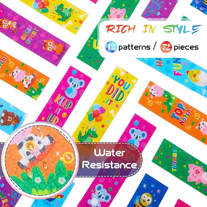 Gersoniel 72 Pcs Anxiety Sensory Stickers Strips Adhesive Textured Mental Health Calm Stickers Mindfulness Fidget Decals Stress Anxiety Relief Items for Therapy Office Desk Counselor(Animals)