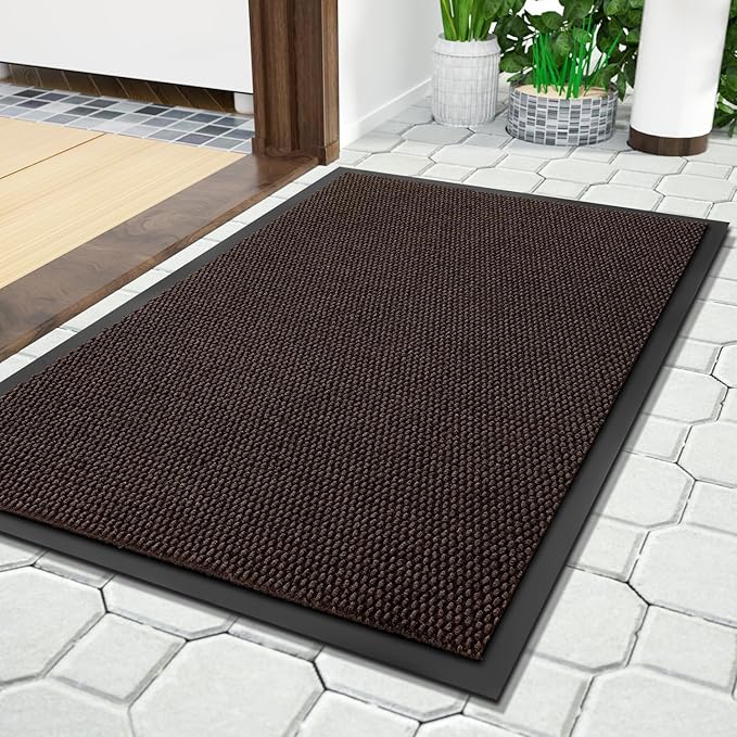 Yimobra Doormat Outdoor Indoor Entrance 29.5 x 17, All-Season All-Weather Front Door Mat, 100% Waterproof Welcome Matt for Floor Garage Outside Entry, Stain and Fade Resistant