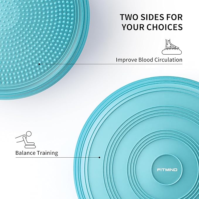 FITMIND Inflated Wobble Cushion,Circular Non-slip Texture for Comfortable Sitting,Extra Thick Dyna Disc with Pump for Core Strength,Wiggle Seat to Improve Posture,Fitness,660lb Load Capacity