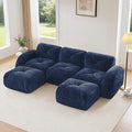 Modular Sectional Sofa with Free Combination,Boneless Floor Couch for Living Room & Lounge,Velvet 3-Seater Sectional Couch with 2 Ottomans,No Assembly Needed