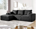 Myroyalsit 108" Modular Sectional Sofa, Compression Sofa with Deep Seat, Modular L-Shape Couch with Chaise, Upholstered Couches for Living Room Bedroom, No Assembly Required (Black, 108" L Shape)