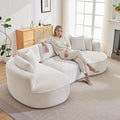 Opiesit 124" Oversized Boneless Couches for Living Room, Sectional Curved Sofa with 7 Pillows, L-Shape Boneless Couch with Deep Seat, High-Density Memory Foam, No Assembly Required, Chenille (White)