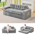 Hobestluk 3-Seater Sofa Boneless Couch with Tufted Button Design 2 in 1 Comfy Cloud Couch Oversized Sofa for Living Room Bedroom Apartment or Office (Grey, 3 Seater)