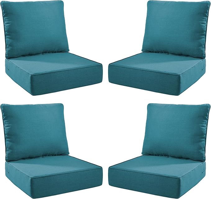 Luxury Outdoor Seat Cushion Set-24 x 24 x 6 Inch Outdoor Chair Cushions with Water Resistant & Removable Cover Outdoor Cushions for Patio Furniture Chair Sofa Couch