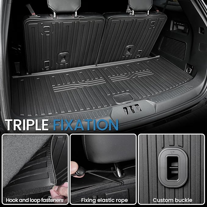 Cargo Mat with Backrest Mat for 2020-2025 2026 Ford Explorer Car Mat Accessories, All Weather TPE Cargo Liner Trunk Mat Active/ST Line/ST/Platinum(Cargo Mat with Backrest Mat)