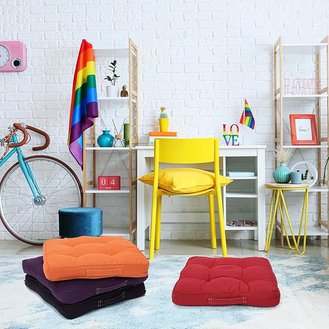 Gerrii 12 Pieces Classroom Floor Cushions with Handles Flexible Floor Seating Cushions Pillows School Chairs in Home School Classroom Kindergarten Daycare Nursery(Fancy Color,Square)