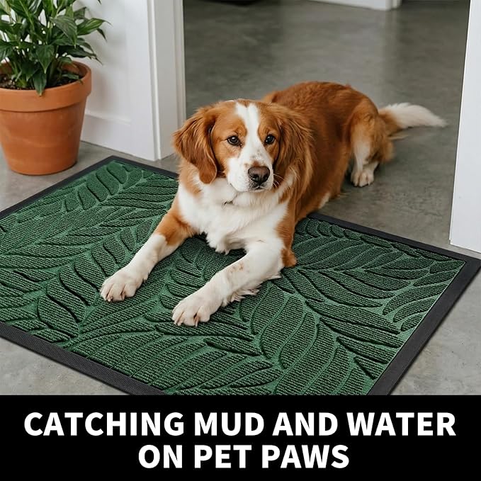 Yimobra 36x24 Large Door Mat Outdoor Indoor, All-Season Waterproof Door Mat Outside Entrance, All-Weather Non-Slip Outside Doormat for Garage Patio Entryway, Green