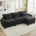URRED Cloud Couch Modular Sectional Sofa, 122'' Modern L Shaped Deep Seat Sofa with Ottoman & Pillows, Ultra Comfy Chenille Couches for Living Room, Bedroom or Apartment, Black