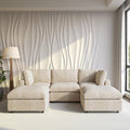 Cloud Couch Modular Sectional Sofa,100.5" U Shaped Couch, Oversized Convertible Wide Seater,3 Seater with 2 Ottomans for Living Room Set, Covers Washable&,Khkai