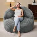 Hobestluk Bean Bag Chair Giant Bean Bag Chairs for Adults Big Bean Bag Chair with Memory Foam Filler Adults Large Beanbag with Faux Fur Cover for Bedroom (Chevron Grey,Oversize)