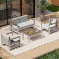 ComfCove Aluminum Outdoor Furniture Set, 4 Seats Outdoor Patio Conversation Sets with Ergonomic Seat and Wide Washable Thick Cushions, Modern Patio Sectional Furniture for Balcony, Porch (Gray)