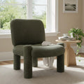 Wahson Modern Green Accent Chair, Chenille Fabric Upholstered Single Sofa with Padded Back & Solid Wood Legs, Comfy Reading Chair Side Chair for Living Room/Bedroom/Corner, Areless