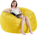 Bean Bag Chairs for Adults - Memory Foam Furniture BeanBag Chair - Kids/Teens Sofa with Soft Micro Fiber Cover - Round Fluffy Couch for Living Room Bedroom College Dorm - 3 ft, Yellow