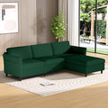 Valthie Convertible Sectional Sofa,Corduroy L-Shaped Couch with Reversible Storage Chaise,3-Seater Sofa with Side Pocket for Living Room,Bedroom and Office, 106.7",Green