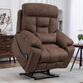 Oversized Lay Flat Power Lift Recliner Chair, 400lbs, 25.5in Extra Wide, 4-Motor, Heat and Massage, Hidden Cup Holder, Sleeping, Big Man, Elderly (Dark Brown)