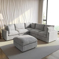 WJShome Cloud Couch Modular Sectional Sofa,100.5" V Shaped Couch, Convertible Wide Seater with Ottoman, 6 Seater for Living Room Set,Covers Washable&Replaceable,Gray