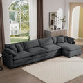 Aoowow Corduroy 4 Seater Cloud Couch with Ottoman,Modern Cloud Couches for Living Room,Modular Sectional Cloud Sofas with Deep Seat,Oversized Tufted L-Shaped Sofa Set. (Grey, 4 Seater + 1 Ottoman)