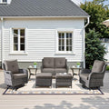 Belord Outdoor Patio Furniture Set - 7 Piece Gray Wicker Conversation Patio Furniture Set All Weather Swivel Chairs with Ottoman and Loveseat Glider Chair for Deck Balcony Backyard